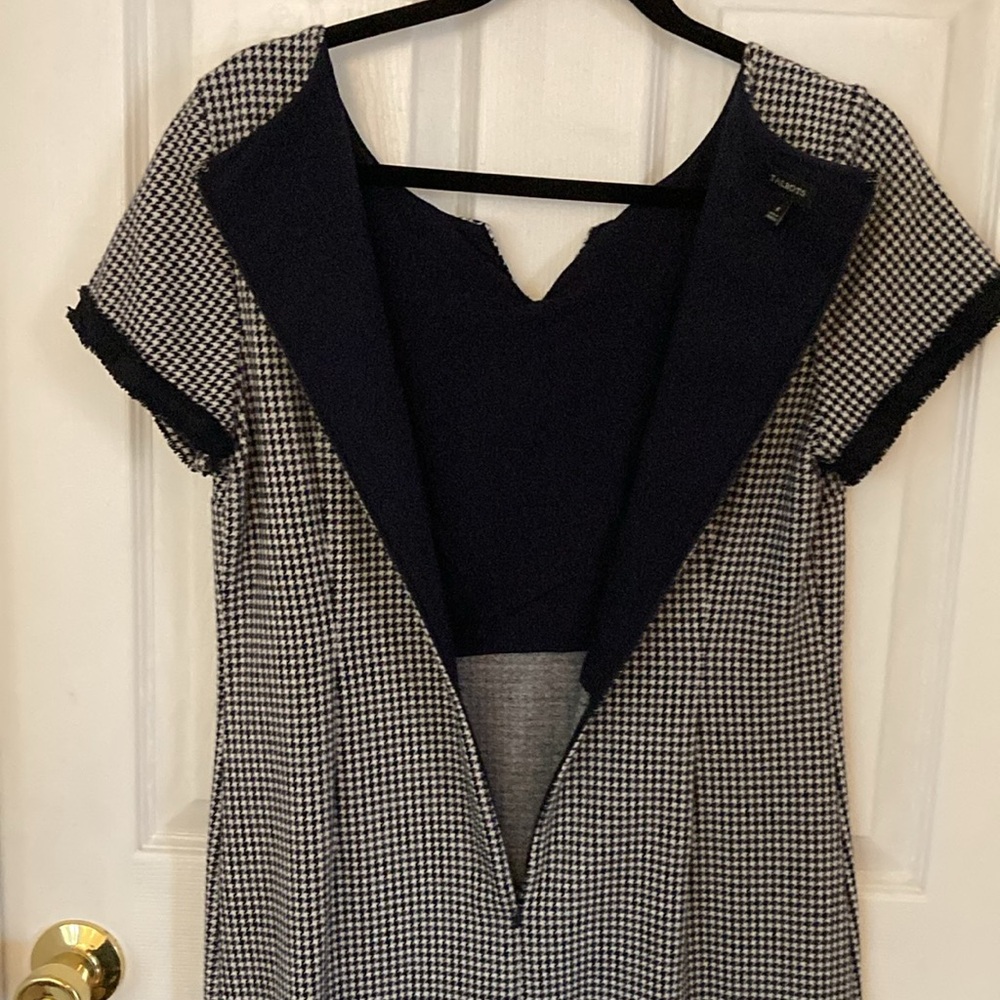 Talbots dress black white plaid short sleeves front pockets back zipper - Picture 8 of 12